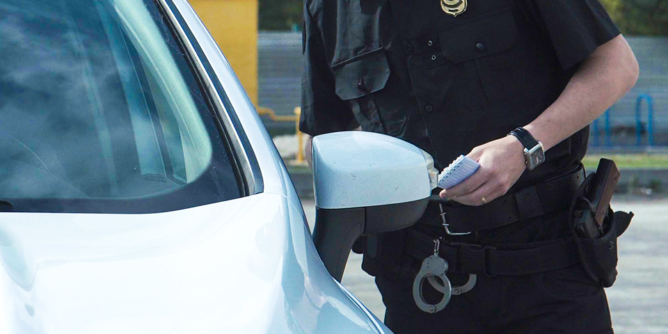 Car Pulled Over by a Police Officer